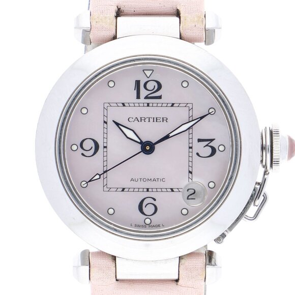 WATCH CARTIER W3106499 Pasha C Pink shell SS/leather AT - Picture 1 of 8
